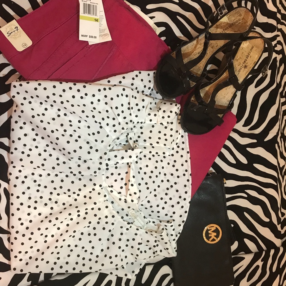 Seven7 Magenta Pink Denim Crops